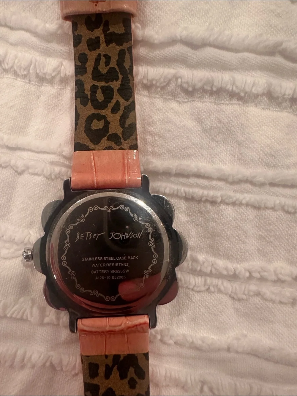 Betsey Johnson Pink Crystal Flower Dial Watch